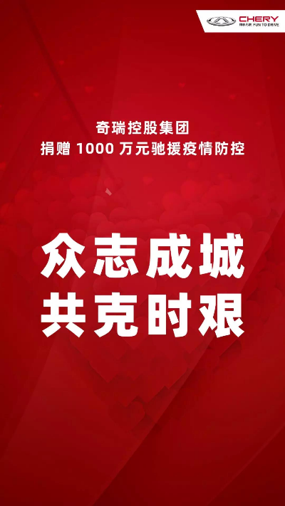 【众志成城战疫情】奇瑞控股集团捐赠1000万元驰援疫情防控