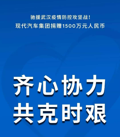 【众志成城战疫情】北京现代携手现代汽车捐赠1500万元驰援武汉